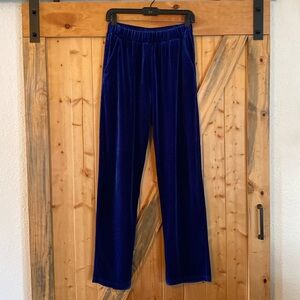 Royal Blue Velvet Wide Leg Pants